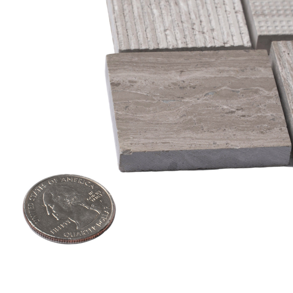 Gray 11x11 Polished Etched Brick Marble Mosaic Tile (5 pack, 4.13 sq ft/case) - Sample