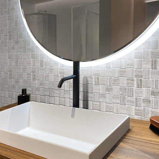 Gray 11x11 Polished Etched Brick Marble Mosaic Tile (5 pack, 4.13 sq ft/case) - Sample