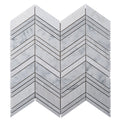 Sample - Gray White 13x13 Polished Etched Herringbone Bianco Carrara Marble Mosaic Tile (5 pack, 6.09 sq ft/case)