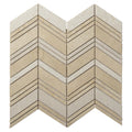 Sample - Beige 13x13 Polished Etched Herringbone Crema Marfil Marble Mosaic Tile (5 pack, 6.09 sq ft/case)