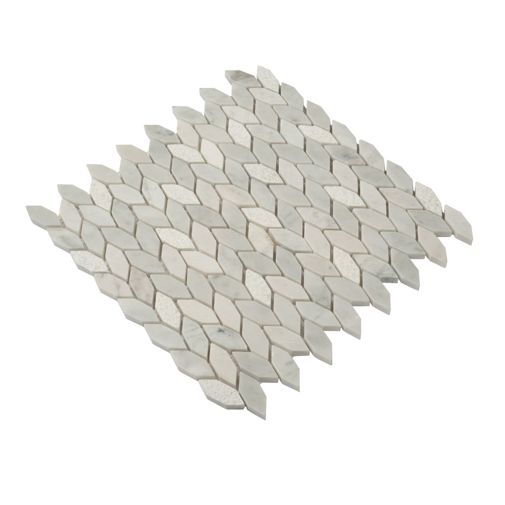 White Gray 12x12 Polished Etched Hexagon Marble Mosaic Tile (5 pack, 4.92 sq ft/case) - Sample