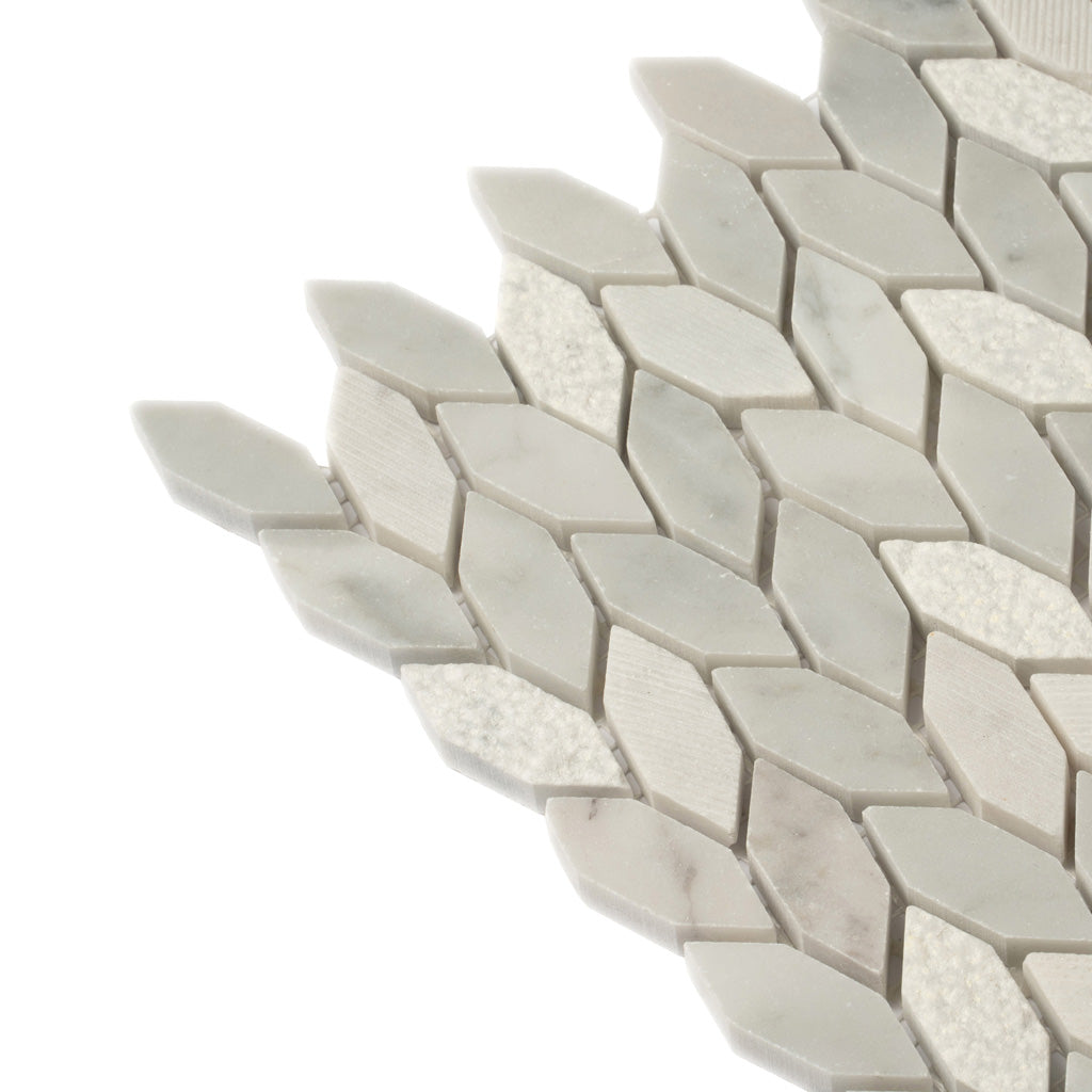 White Gray 12x12 Polished Etched Hexagon Marble Mosaic Tile (5 pack, 4.92 sq ft/case) - Sample