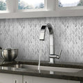 White gray polished etched Bianco Carrara marble hexagon mosaic tile backsplash 12x12 inches