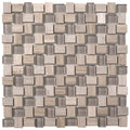 Sample - Wooden Grey Glass 12x12 Polished Etched Brick Marble Mosaic Tile (5 pack, 4.83 sq ft/case)