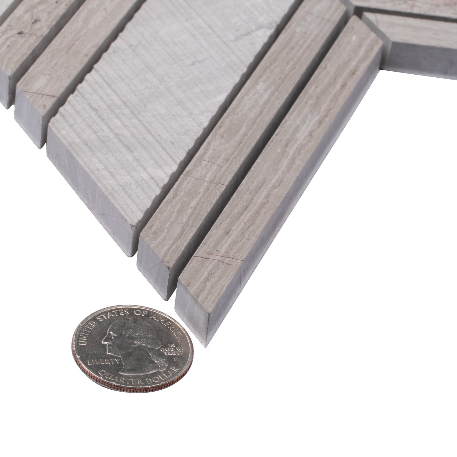 Gray 13x13 Polished Etched Herringbone Marble Mosaic Tile (5 pack, 6.09 sq ft/case) - Sample