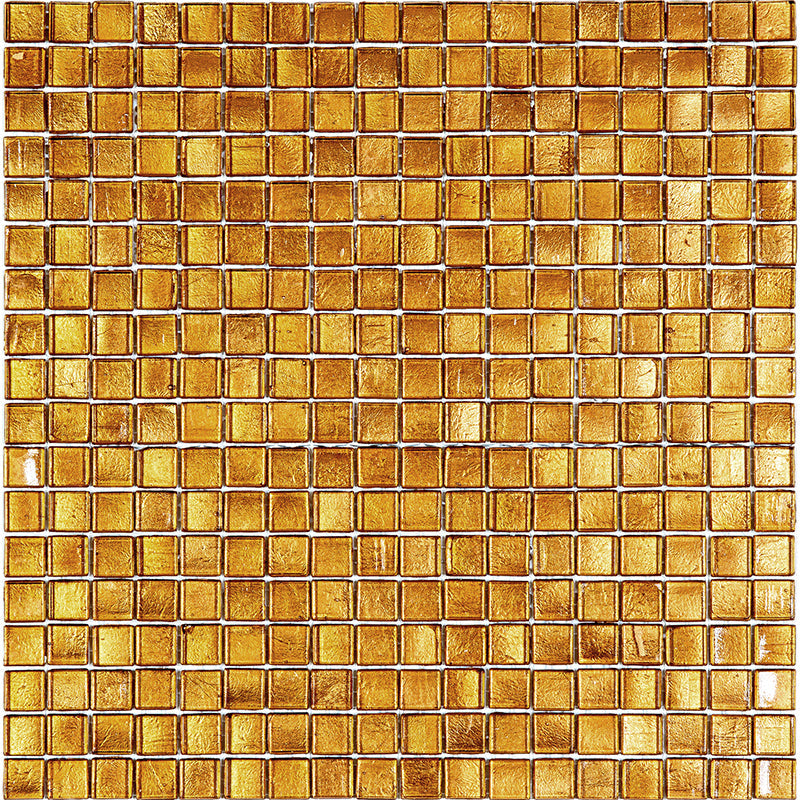 20-pack Skosh 11.6 in. x 11.6 in. Glossy Goldenrod Brown Glass Mosaic Wall and Floor Tile (18.69 sq ft/case) - Sample