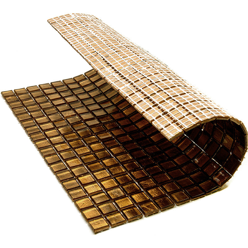 20-pack Skosh 11.6 in. x 11.6 in. Glossy Goldenrod Brown Glass Mosaic Wall and Floor Tile (18.69 sq ft/case) - Sample