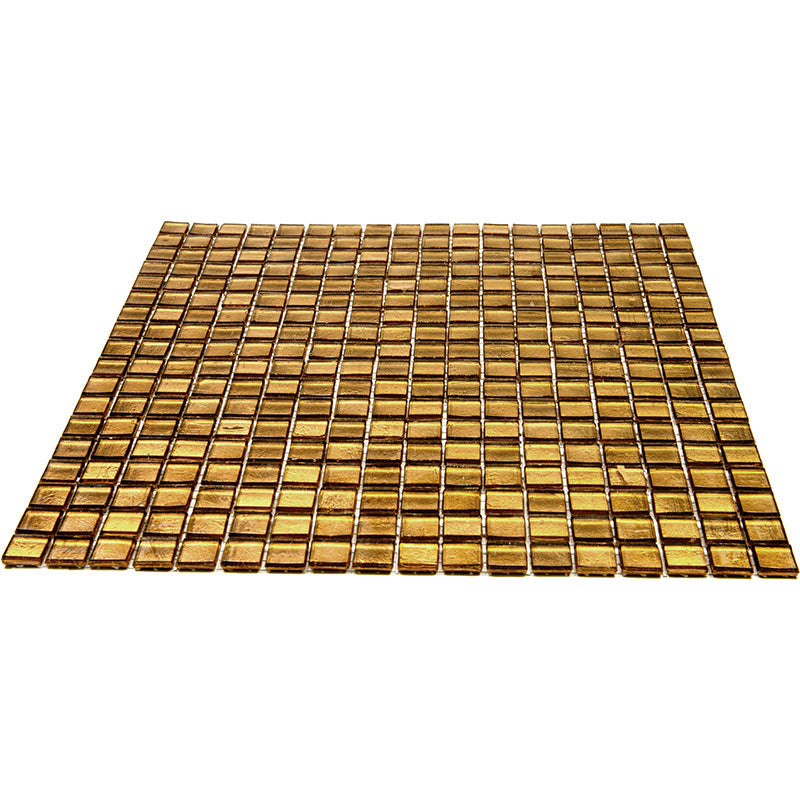 20-pack Skosh 11.6 in. x 11.6 in. Glossy Goldenrod Brown Glass Mosaic Wall and Floor Tile (18.69 sq ft/case) - Sample
