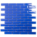 Sample - Cobalt Blue 12x12 Glossy Brick Glass Mosaic Tile (5 pack, 4.92 sq ft/case)