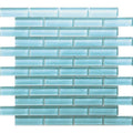 Sample - Sky Blue 12x12 Glossy Brick Glass Mosaic Tile (5 pack, 4.92 sq ft/case)