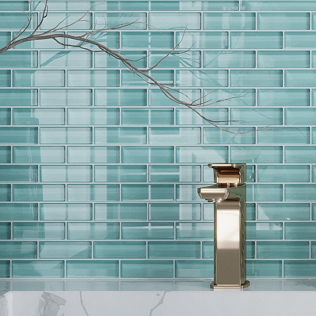 Sky Blue 12x12 Glossy Brick Glass Mosaic Tile (5 pack, 4.92 sq ft/case)