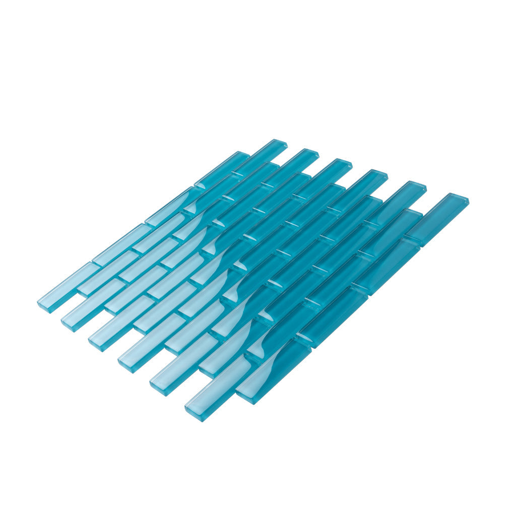 Sapphire Blue 12x12 Glossy Brick Glass Mosaic Tile (5 pack, 4.92 sq ft/case) - Sample