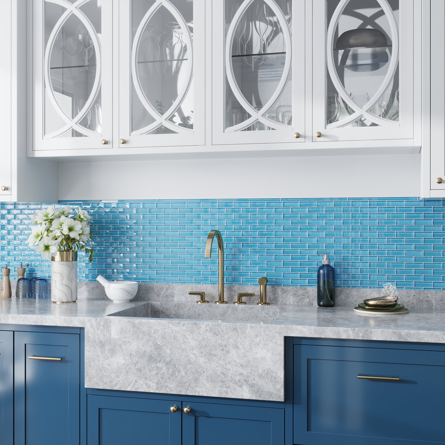 Sapphire Blue 12x12 Glossy Glass Mosaic Tile (5 pack, 4.92 sq ft/case)