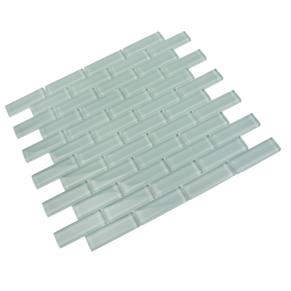 Blizzard Blue 12x12 Glossy Brick Glass Mosaic Tile (5 pack, 4.92 sq ft/case) - Sample