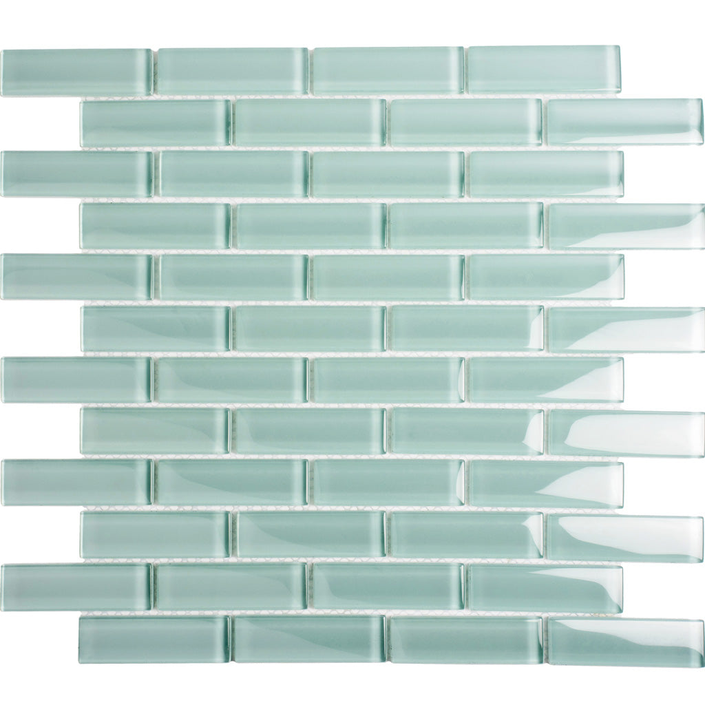 Blizzard Blue 12x12 Glossy Brick Glass Mosaic Tile (5 pack, 4.92 sq ft/case) - Sample
