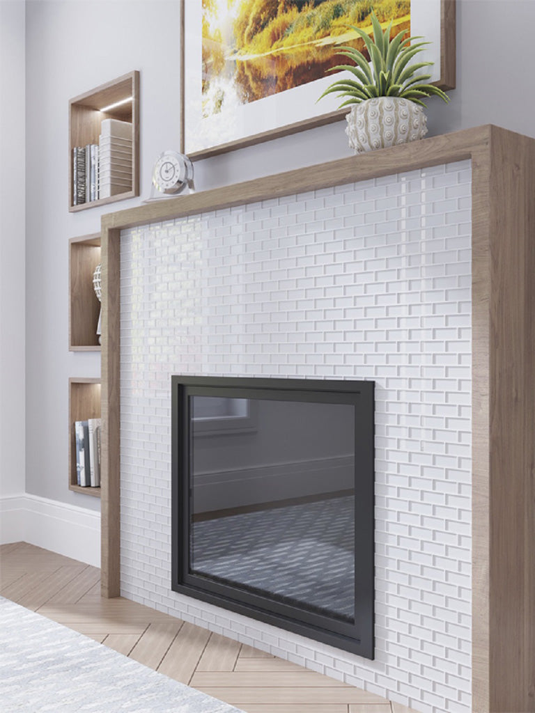 White 12x12 Glossy Brick Glass Mosaic Tile (5 pack, 4.92 sq ft/case) - Sample