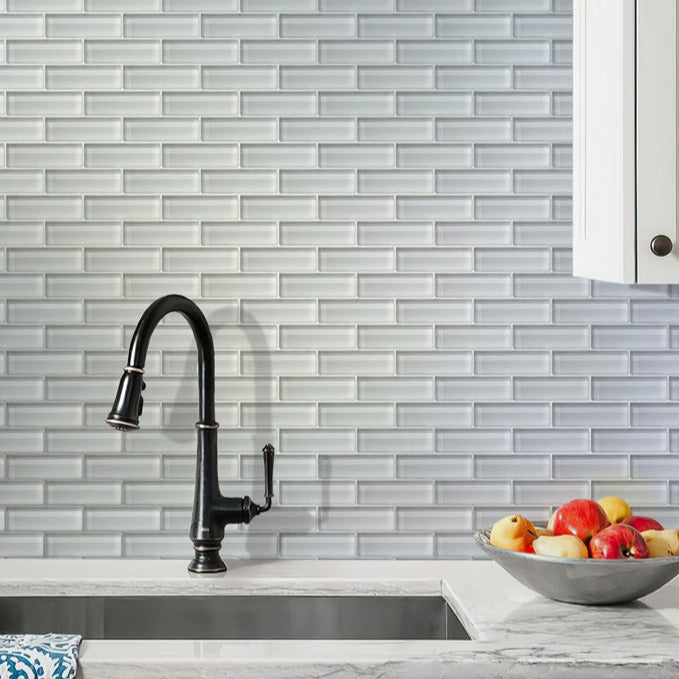 White 12x12 Glossy Brick Glass Mosaic Tile (5 pack, 4.92 sq ft/case) - Sample