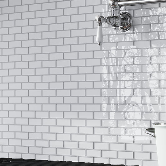 White 12x12 Glossy Brick Glass Mosaic Tile (5 pack, 4.92 sq ft/case)