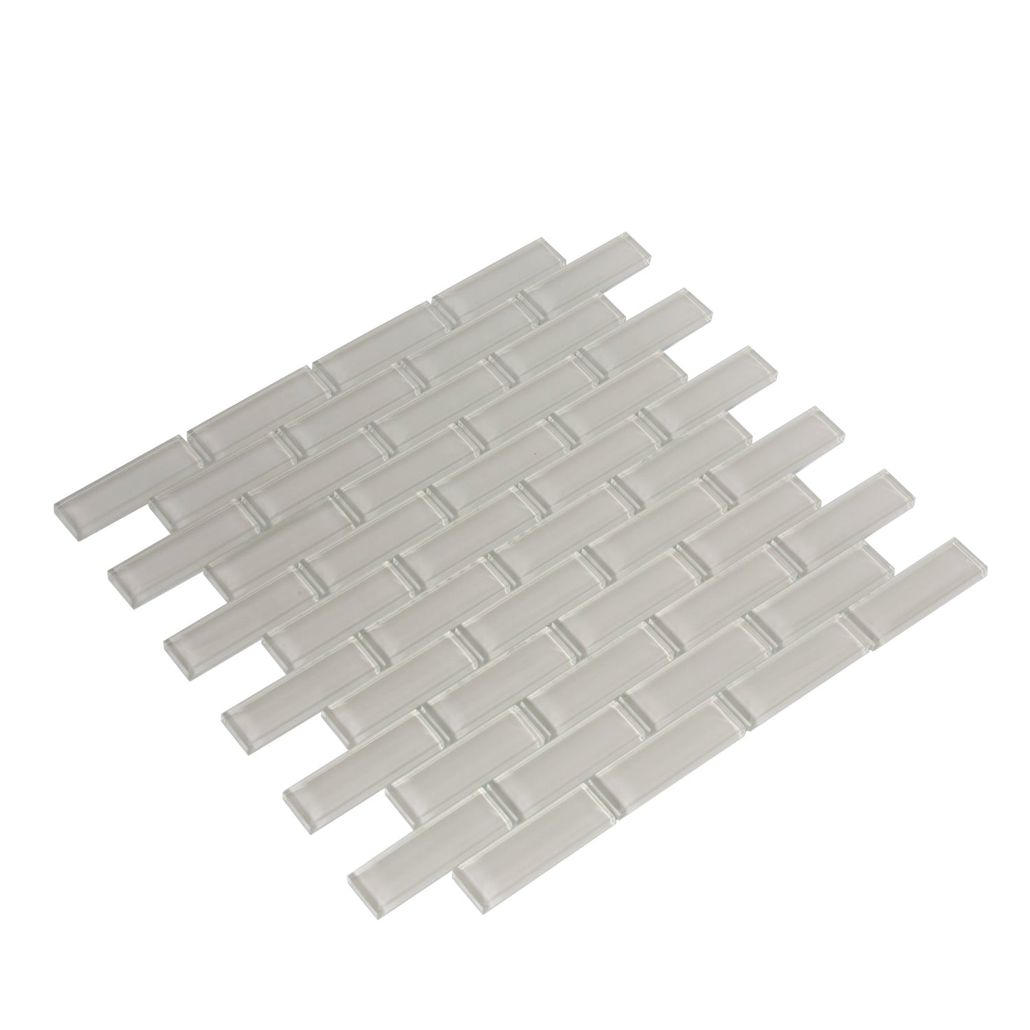 Light Taupe Beige 12x12 Glossy Brick Glass Mosaic Tile (5 pack, 4.92 sq ft/case) - Sample