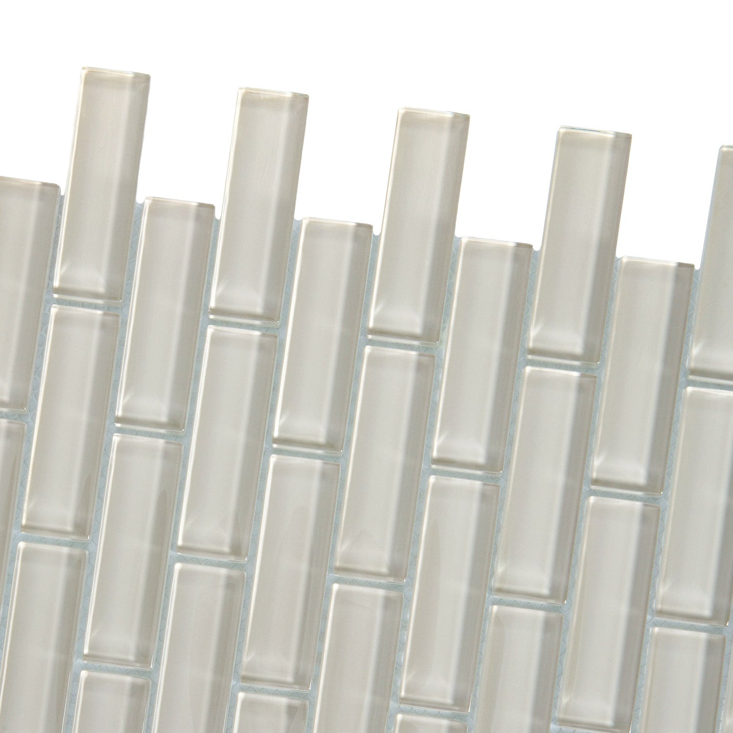 Light Taupe Beige 12x12 Glossy Brick Glass Mosaic Tile (5 pack, 4.92 sq ft/case) - Sample