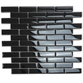Sample - Black 12x12 Glossy Brick Glass Mosaic Tile (5 pack, 4.92 sq ft/case)