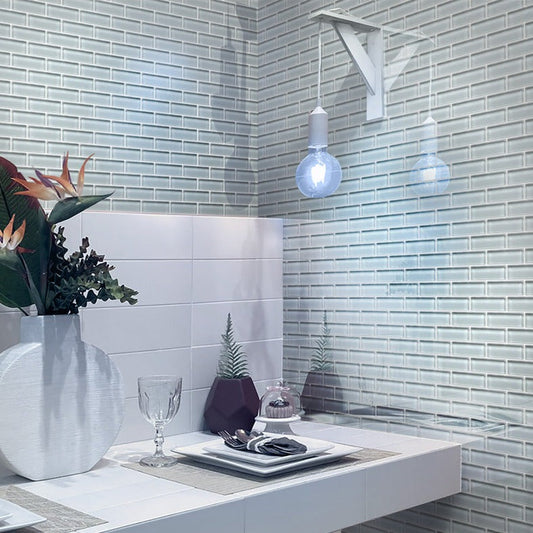 Gray 12x12 Glossy Brick Glass Mosaic Tile (5 pack, 4.92 sq ft/case) - Sample