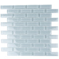 Sample - Gray 12x12 Glossy Brick Glass Mosaic Tile (5 pack, 4.92 sq ft/case)