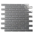 Sample - Coin Gray 12x12 Glossy Brick Glass Mosaic Tile (5 pack, 4.92 sq ft/case)