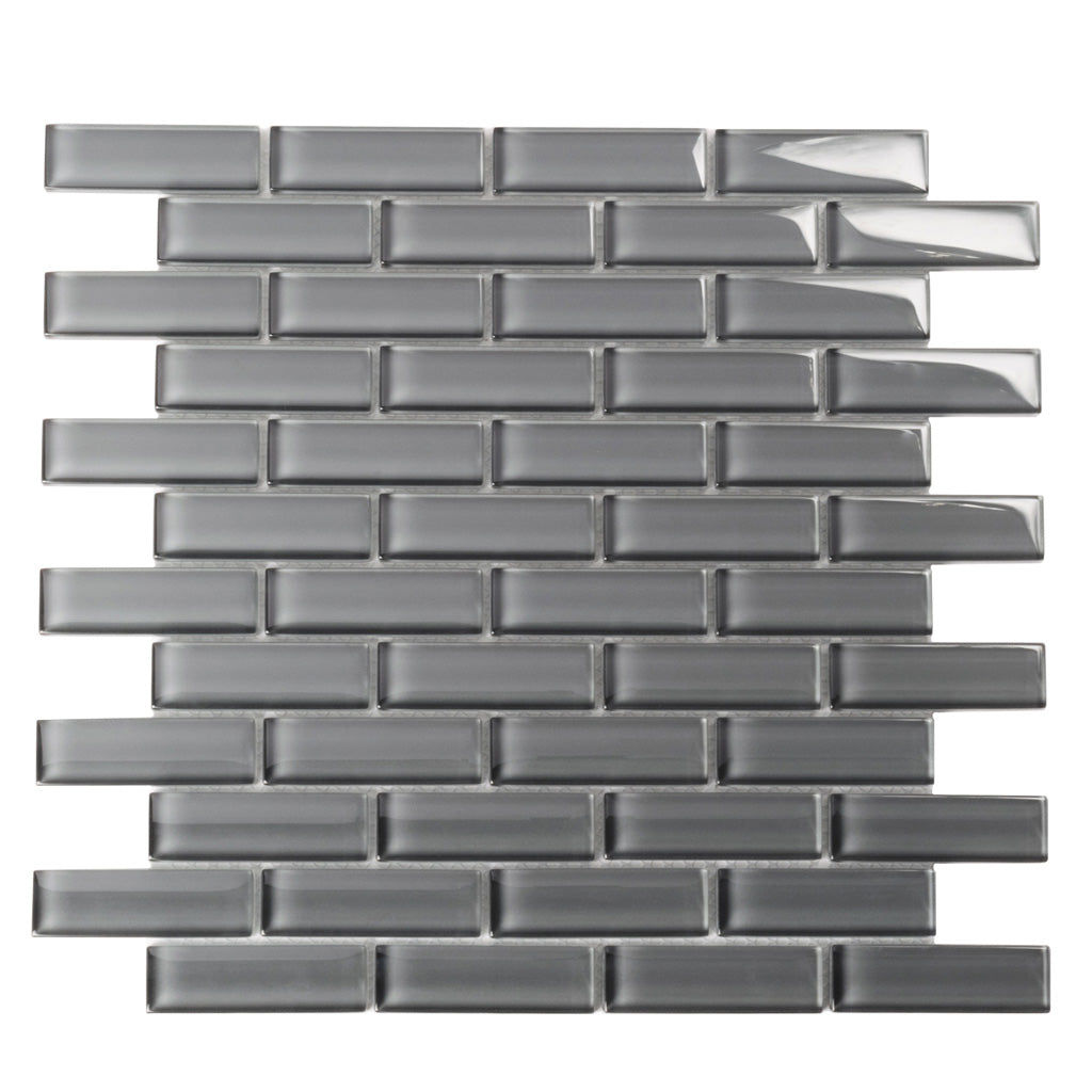 Coin Gray 12x12 Glossy Brick Glass Mosaic Tile (5 pack, 4.92 sq ft/case) - Sample