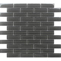 Sample - Ash Gray 12x12 Glossy Glass Brick Look Mosaic Tile (5 pack, 4.92 sq ft/case)