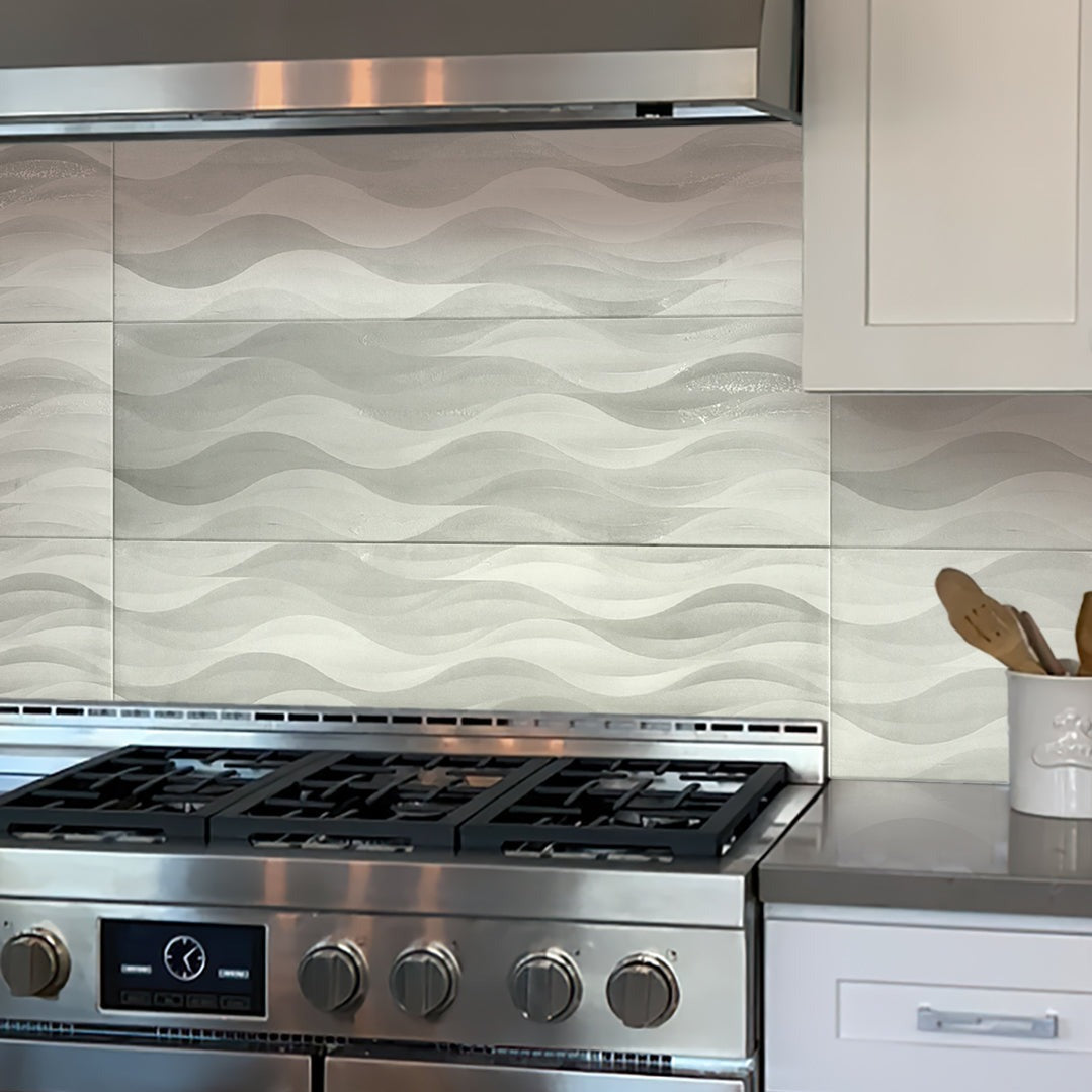 5 pack White 11.7-in W x 39.2-in L Matte Ceramic Wall and Floor Deco Tile (15.93 Sq ft/case) - Sample