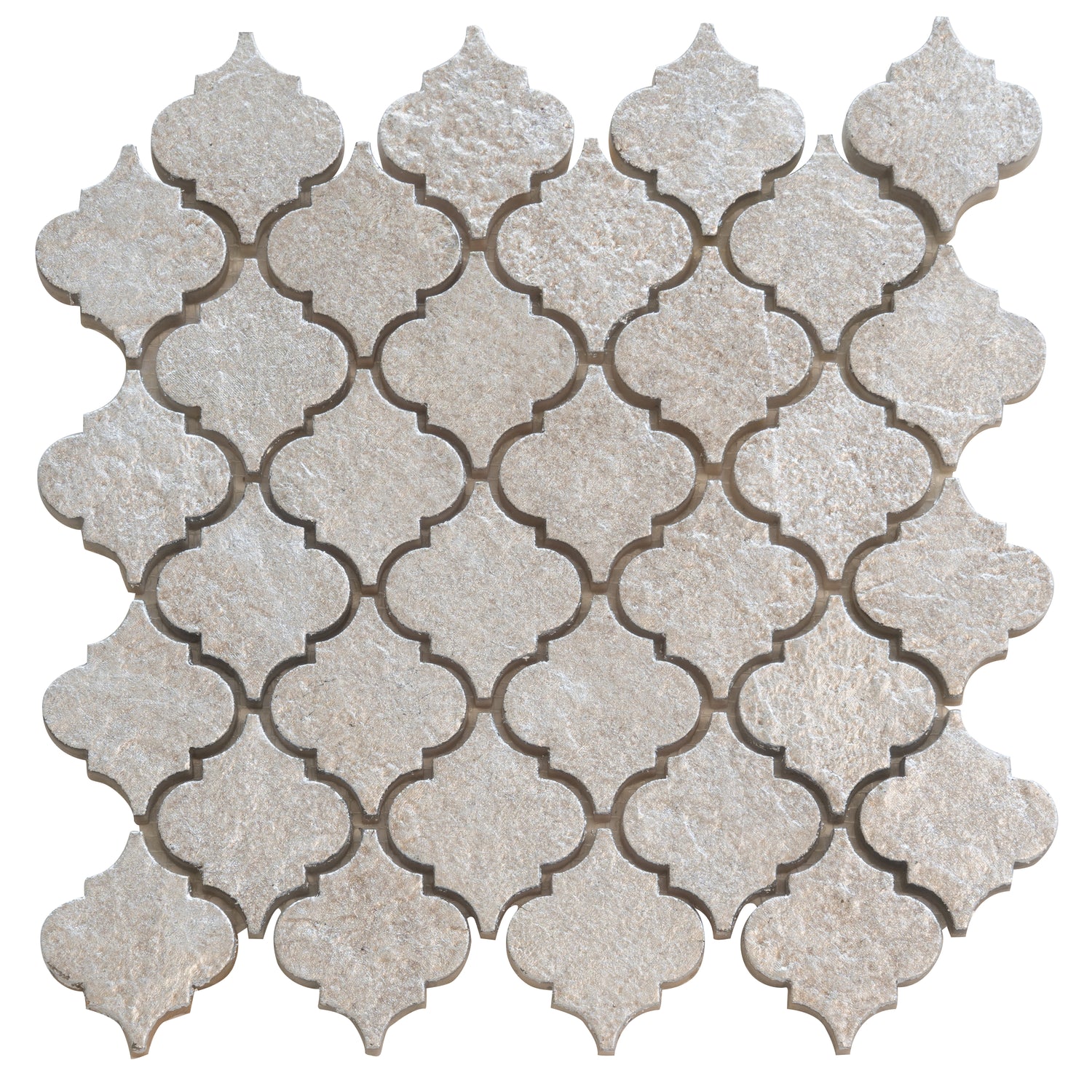 Silver Gray 12x12 Textured, Foiled Resin Arabesque Mosaic Tile (5 sq ft/case, 5-Pack)