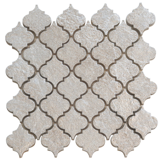 Silver Gray 12x12 Textured, Foiled Resin Arabesque Mosaic Tile (5 sq ft/case, 5-Pack)