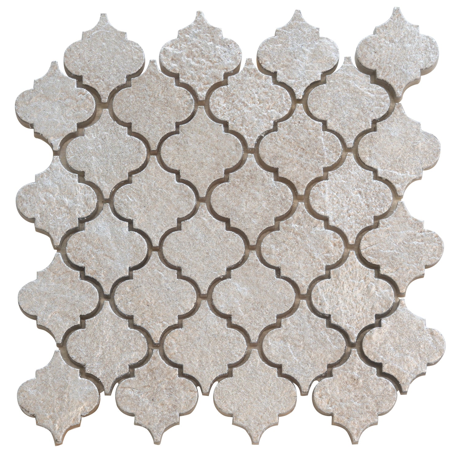 Sample - Silver Gray 12x12 Textured, Foiled Resin Arabesque Mosaic Tile (5 sq ft/case, 5-Pack)