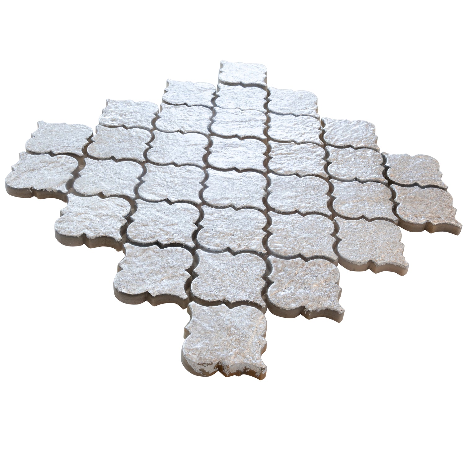 Silver Gray 12x12 Textured, Foiled Resin Arabesque Mosaic Tile (5 sq ft/case, 5-Pack)