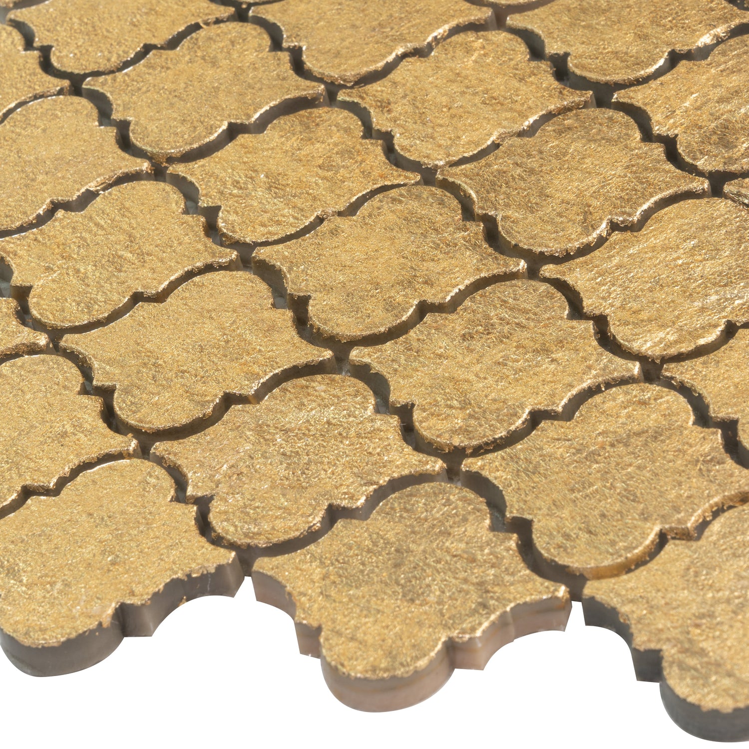 Sample - Gold 12x12 Textured, Foiled Resin Arabesque Mosaic Tile (5 sq ft/case, 5-Pack)