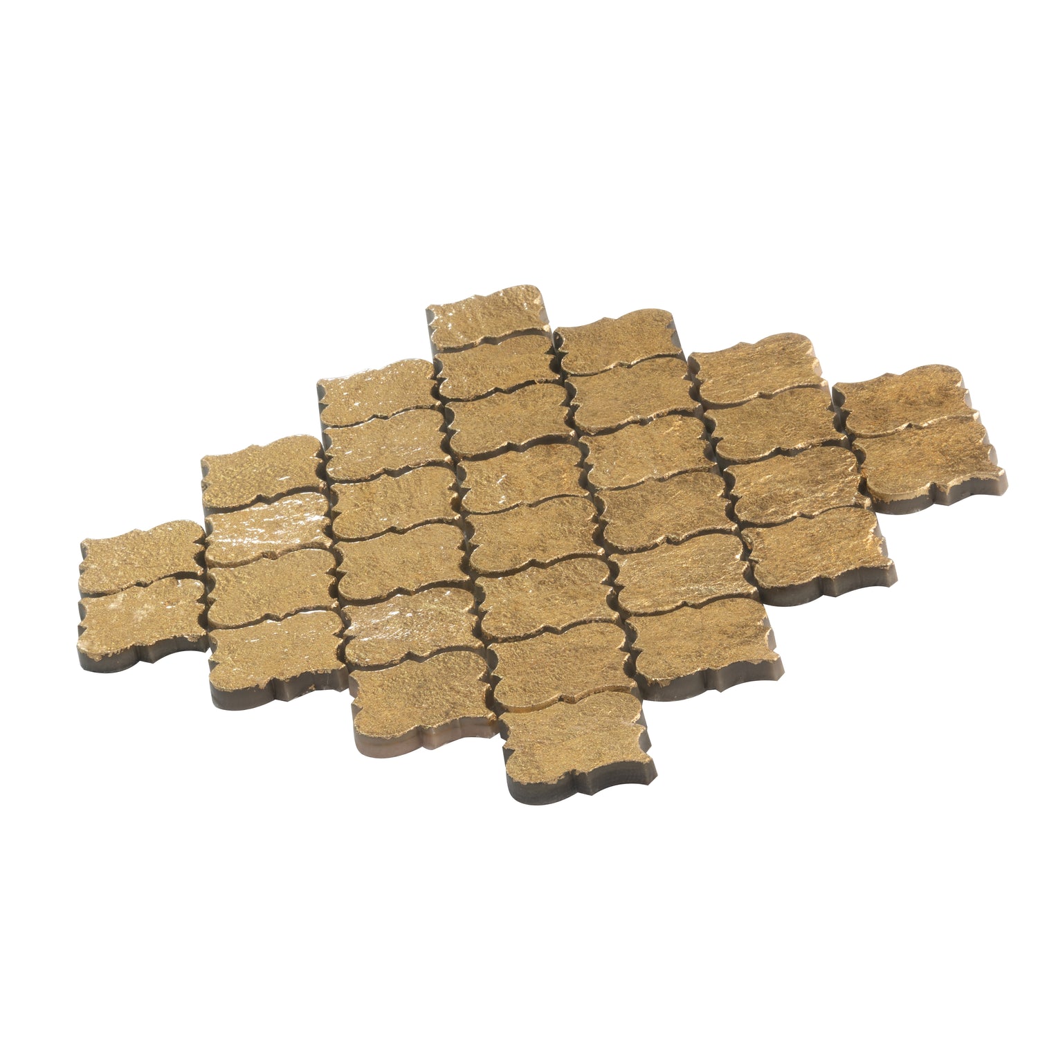 Gold 12x12 Textured, Foiled Resin Arabesque Mosaic Tile (5 sq ft/case, 5-Pack)