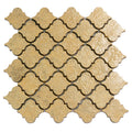 gold textured foiled resin arabesque mosaic tile 12x12 with shiny uneven surface