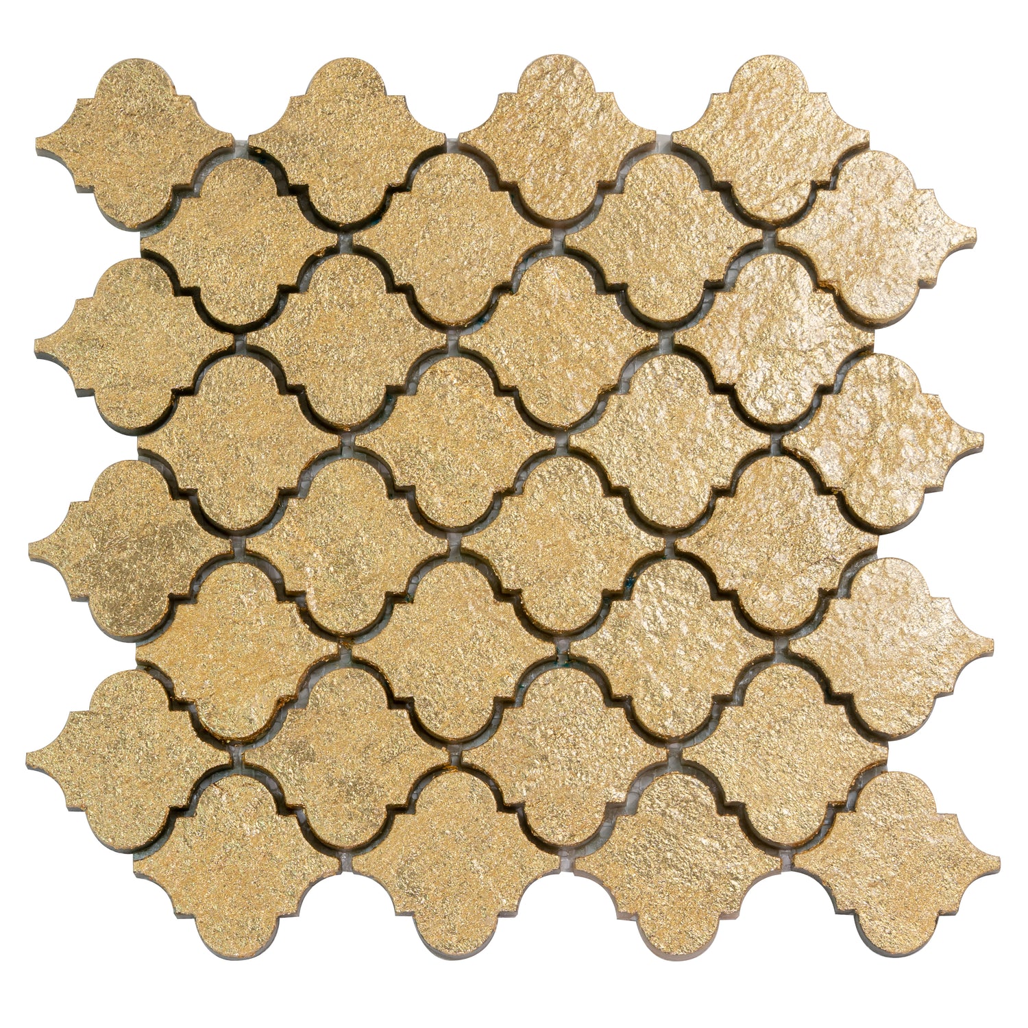 Gold 12x12 Textured, Foiled Resin Arabesque Mosaic Tile (5 sq ft/case, 5-Pack)