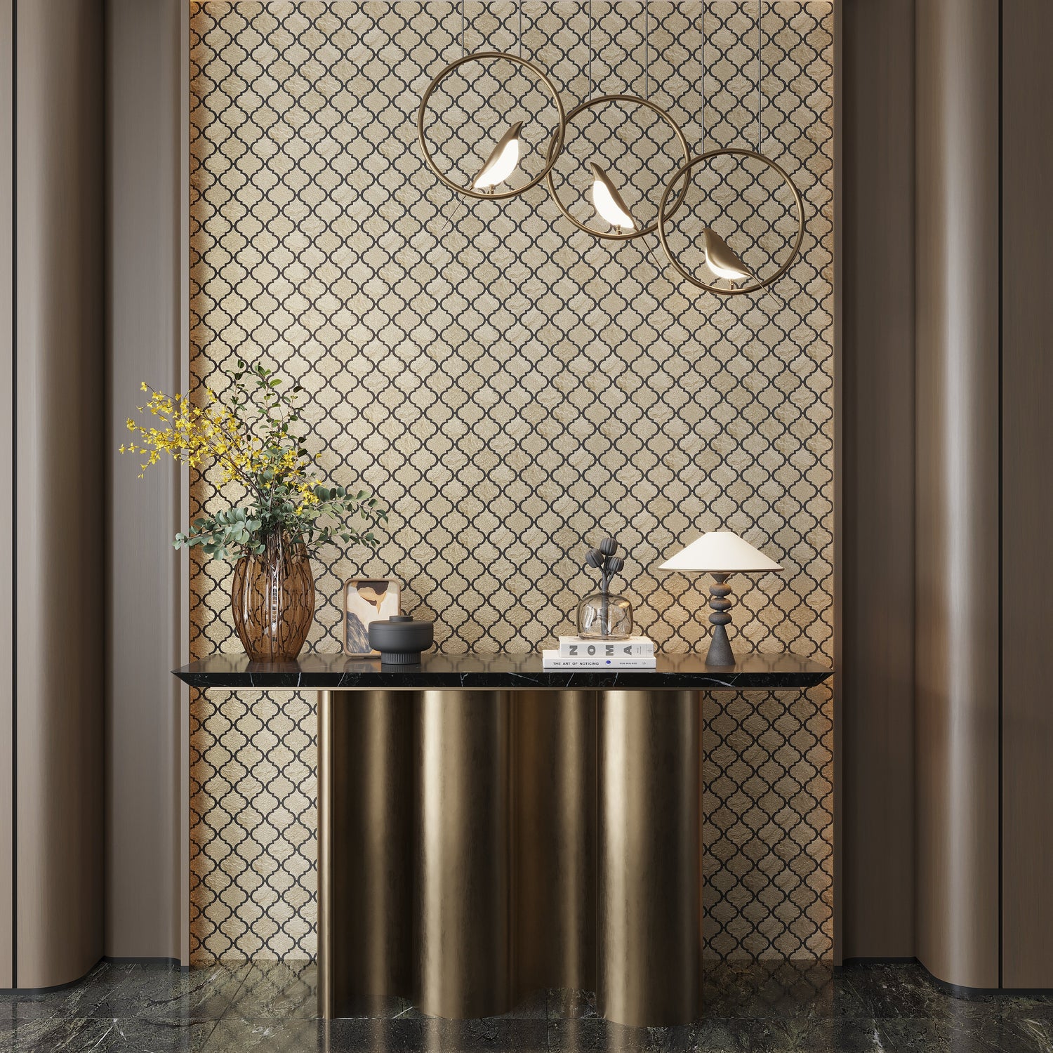 Sample - Gold 12x12 Textured, Foiled Resin Arabesque Mosaic Tile (5 sq ft/case, 5-Pack)