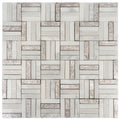 Sample - Silver White 12x12 Polished, Textured, Foiled Stone Square Mosaic Tile (4.83 sq ft/case, 5-Pack)