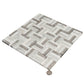 Silver White 12x12 Polished, Textured, Foiled Stone Square Mosaic Tile (4.83 sq ft/case, 5-Pack)
