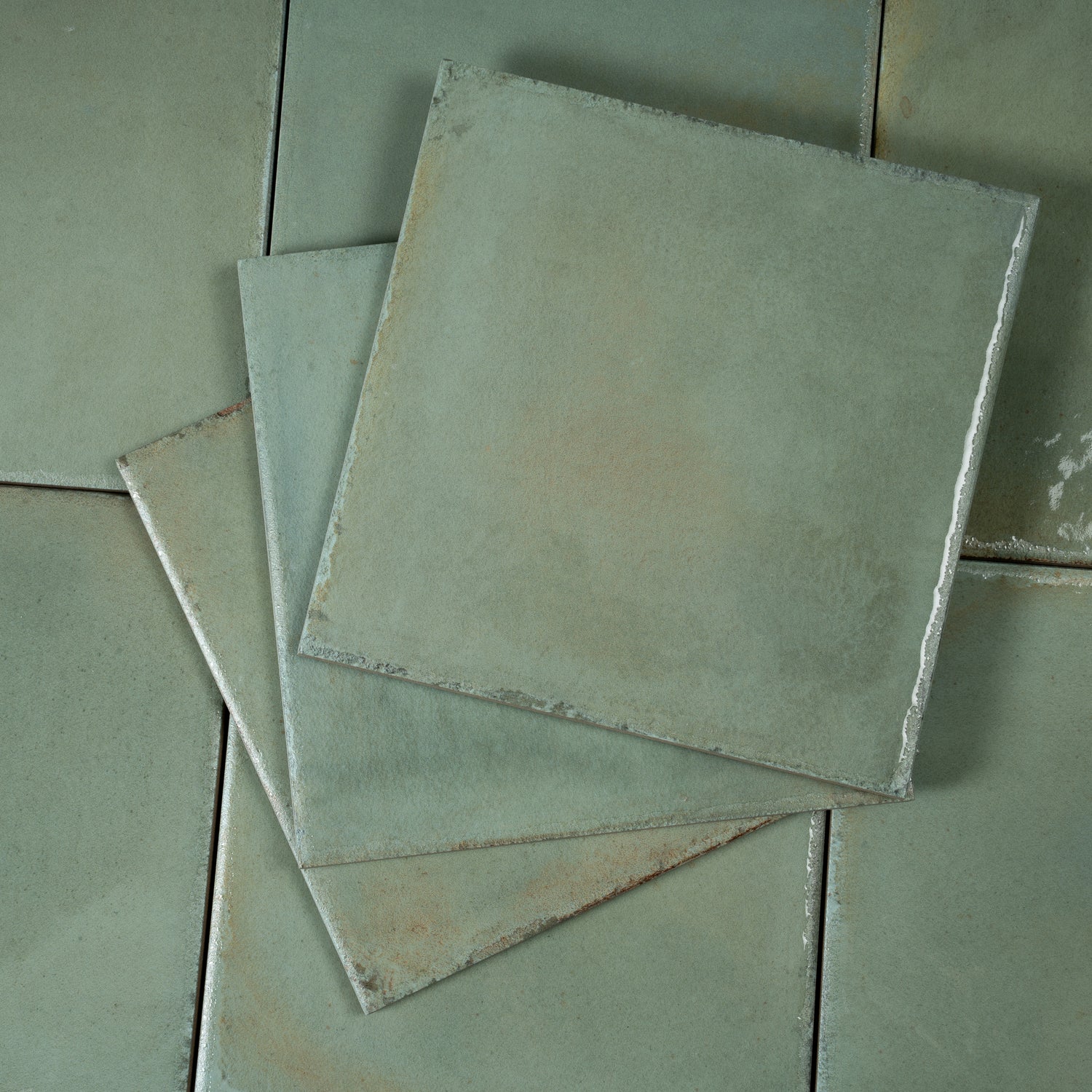 Soft Sage Green 8x8 Glossy Zellige Square Subway Porcelain Tile (29 pack, 12.49 sq ft/case)