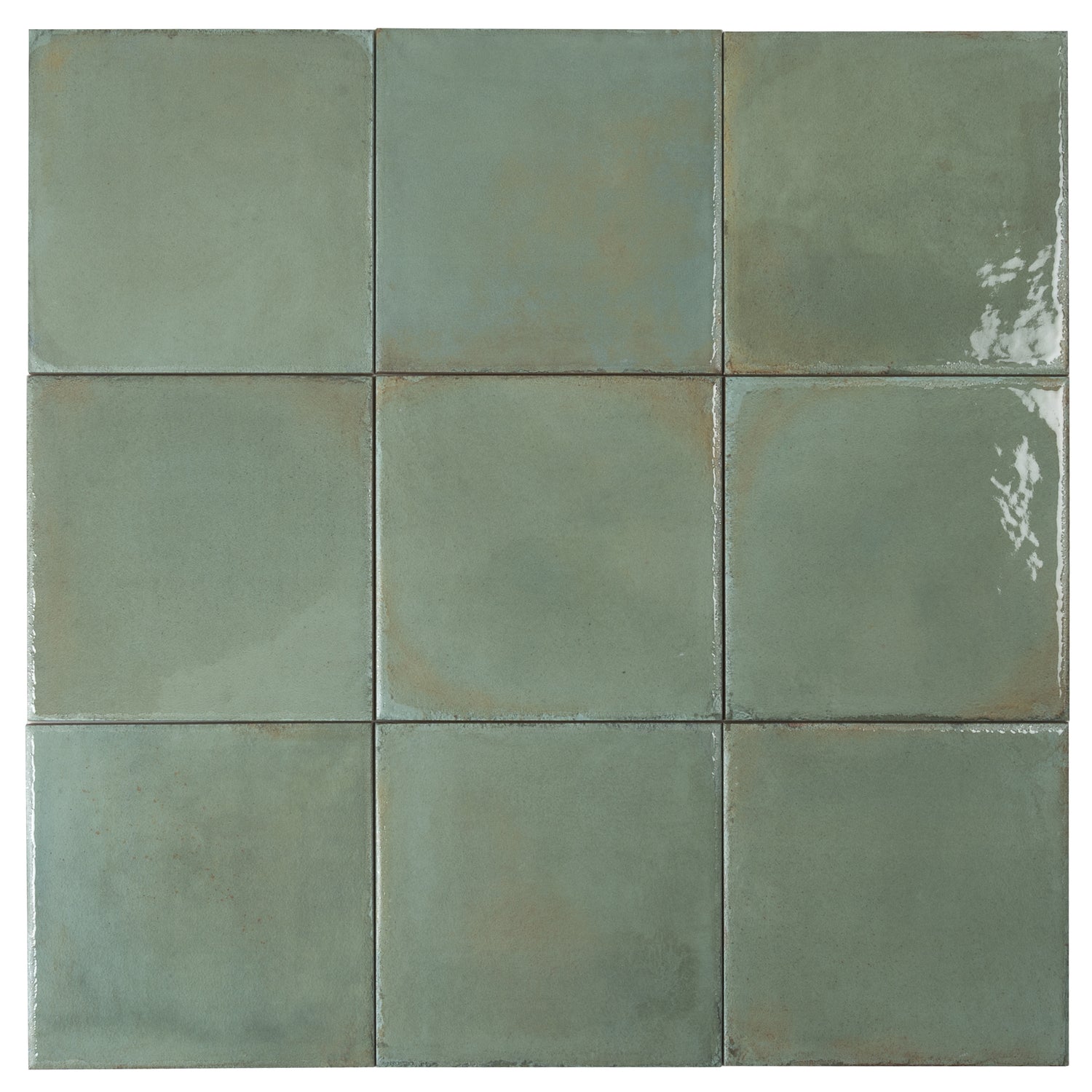 Soft Sage Green 8x8 Glossy Zellige Square Subway Porcelain Tile (29 pack, 12.49 sq ft/case)