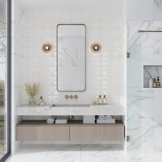 Crisp White 8x8 Matte, Glossy Square Motif Porcelain Tile (29 pack, 12.49 sq ft/case)