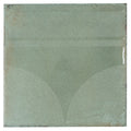Muted sage green 8x8 matte porcelain tile with glossy square motif and rustic edge details