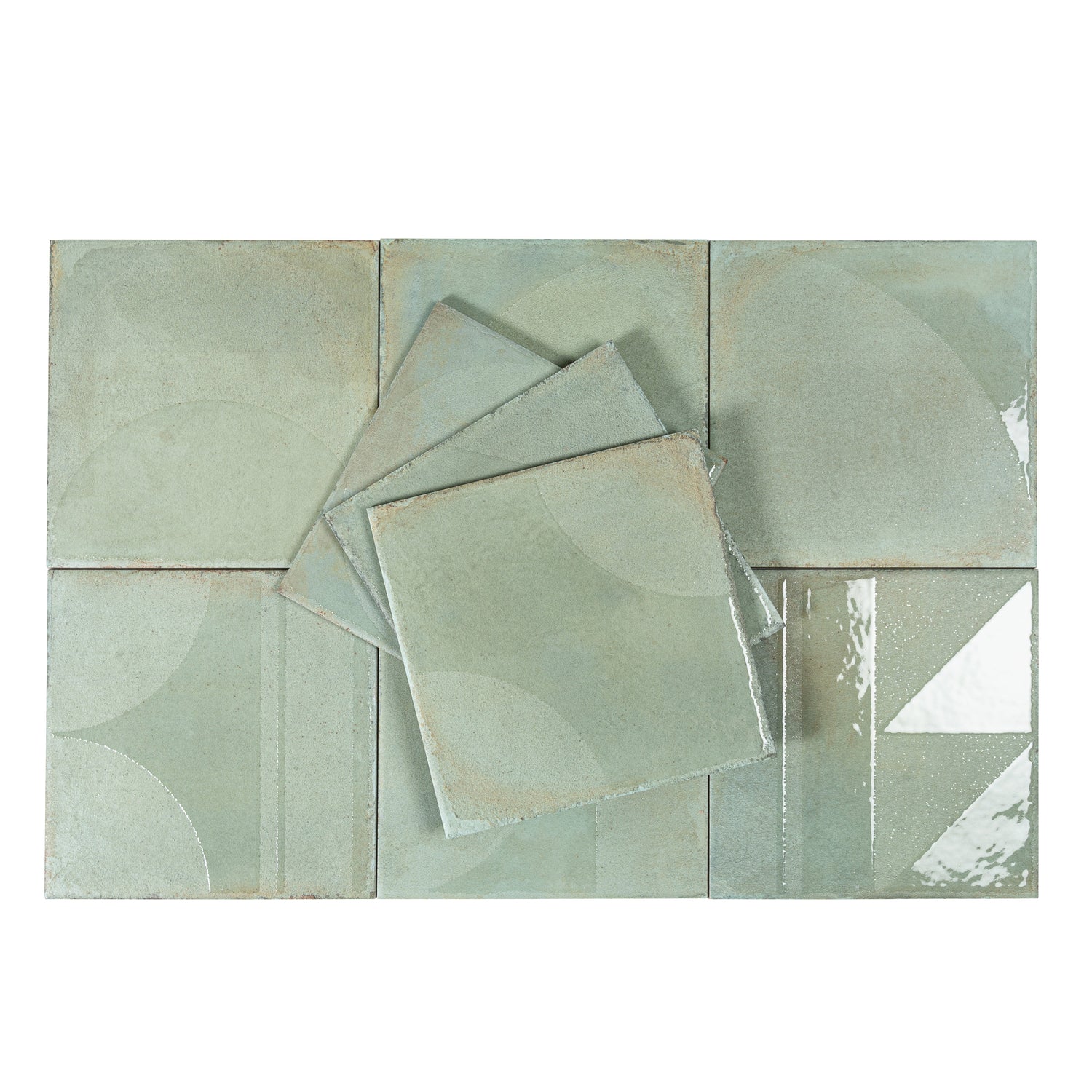 Cadence 8x8 Muted Sage Green Porcelain Square Motif Wall and Floor Tile (29 Pack, 12.49 sq ft/case) - Sample