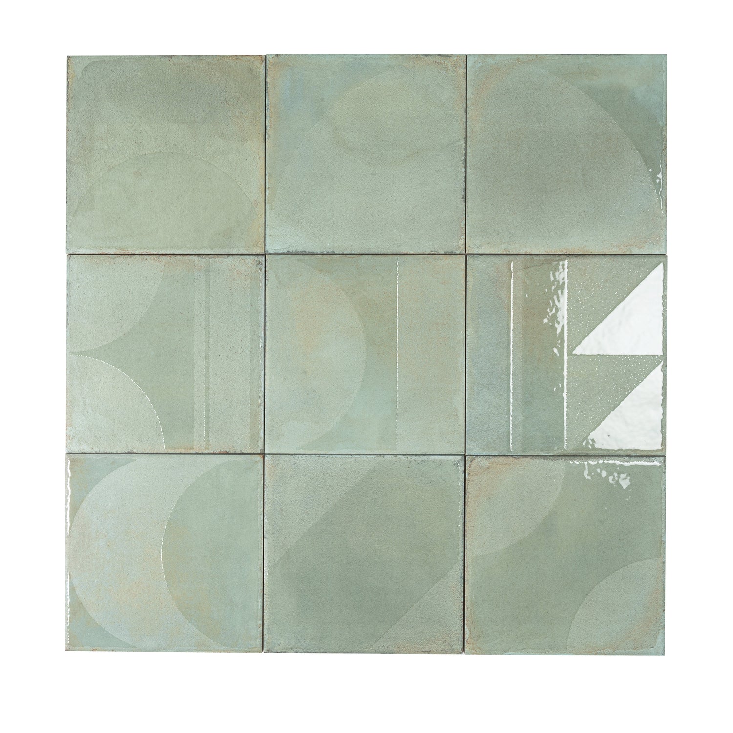 Cadence 8x8 Muted Sage Green Porcelain Square Motif Wall and Floor Tile (29 Pack, 12.49 sq ft/case) - Sample