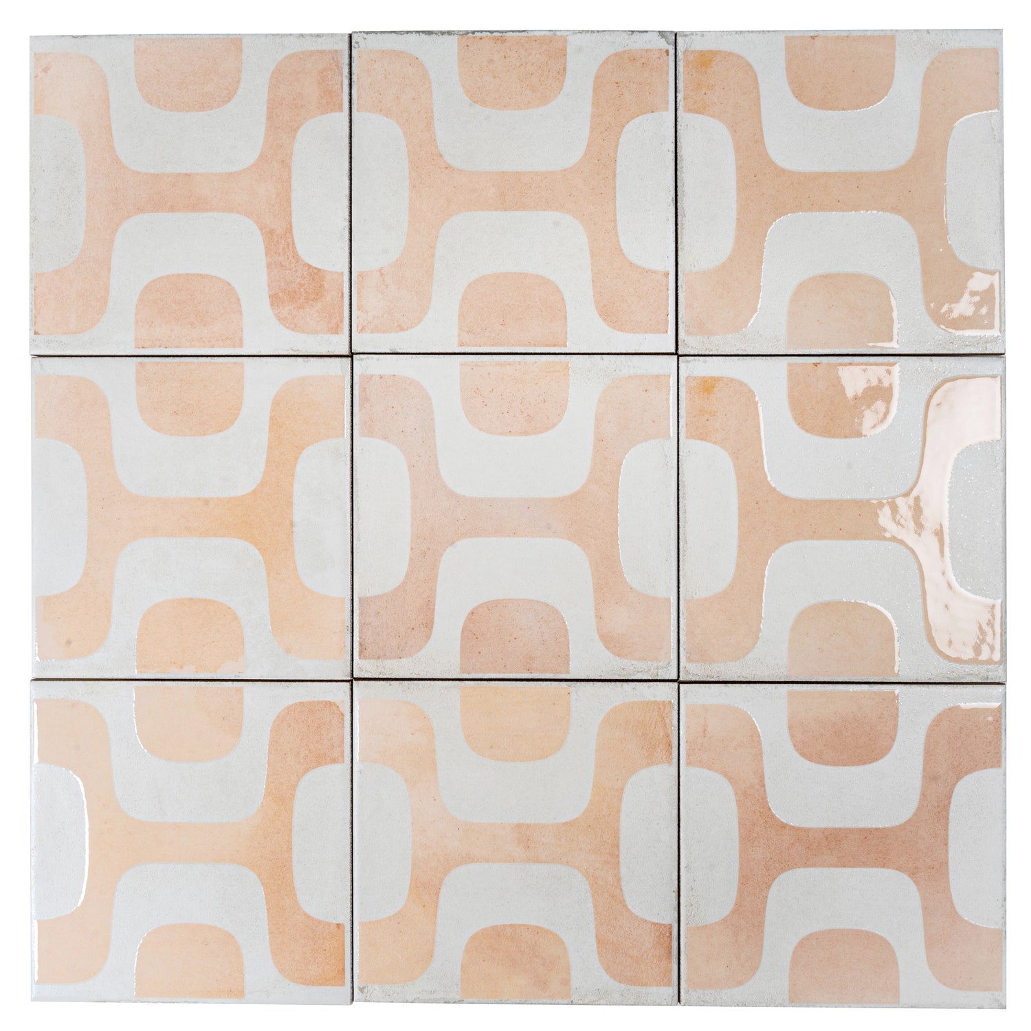 White Faded Terracotta 8x8 Matte, Glossy Square Motif Porcelain Tile (29 pack, 12.49 sq ft/case)