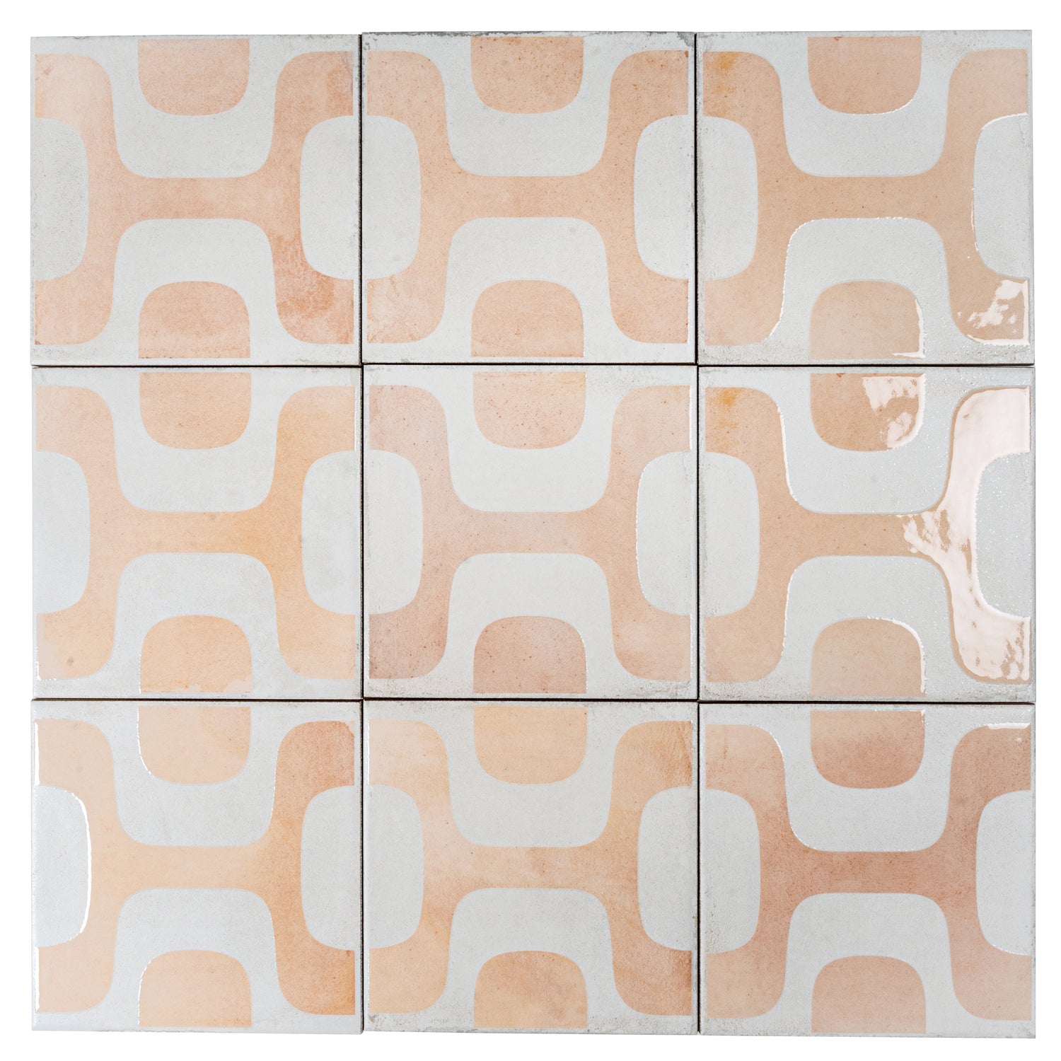 Cadence 8x8 White Faded Terracotta Porcelain Square Motif Wall and Floor Tile (29 Pack, 12.49 sq ft/case) - Sample